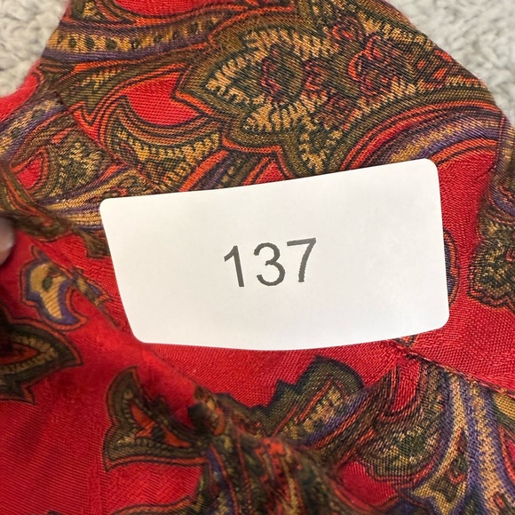 Women’s vintage pleated skirt red paisley print size 16 with pockets - Picture 9 of 9